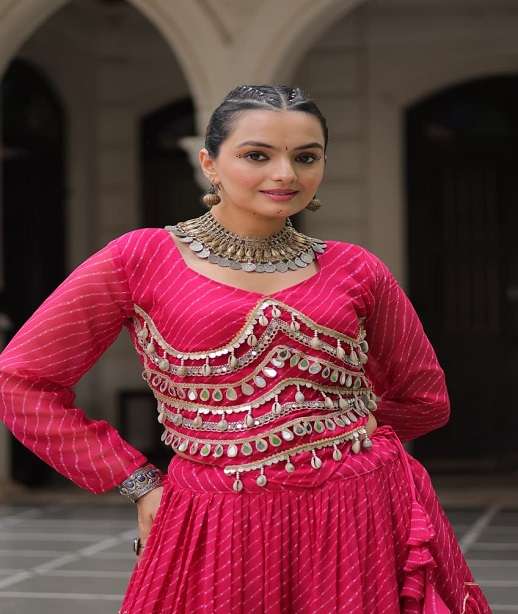 DESIGNER NAVRATRI WEAR BANDHANI PRINT NAVRATRI ANARKALI GOWN KURTI KU 5047 COLOR