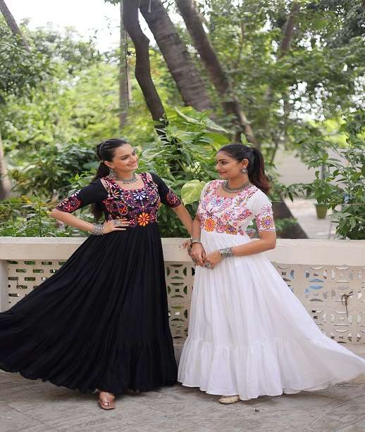 DESIGNER NAVRATRI WEAR RAYON COTTON ANARKALI GOWN LW 9274