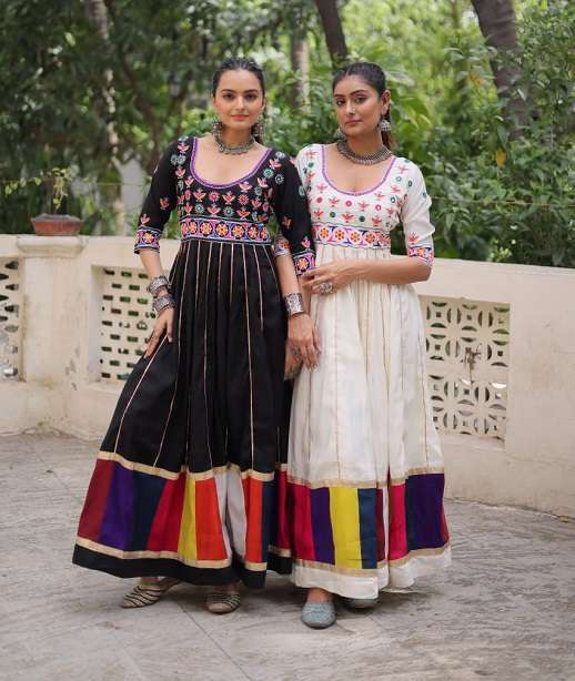 DESIGNER NAVRATRI WEAR ROMAN SILK ANARKALI GOWN LW 9272 COLOR