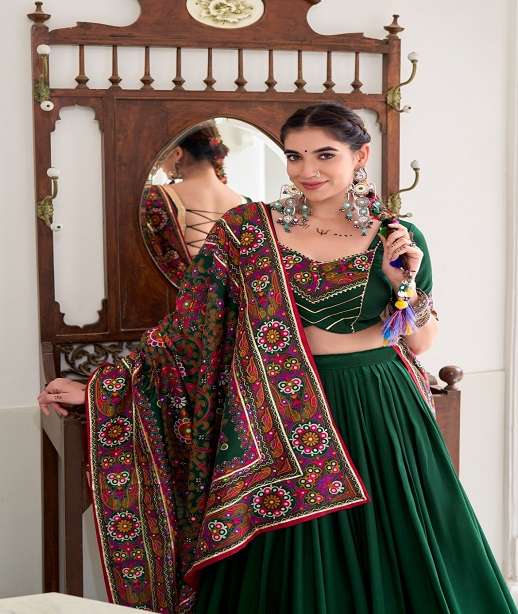 DESIGNER NAVRATRI WEAR TASSAR SILK LEHENGA CHOLI FOR NAVRATRI COLLECTION LNB 1243 COLOR