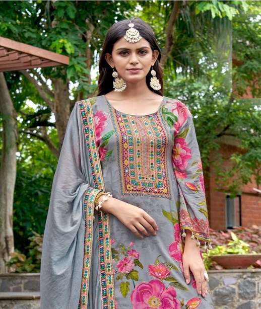 DESIGNER PURE MASHLIN PRINTED PAKISTANI SALWAR SUIT COLLECTION JG 6101-6106