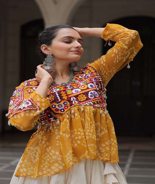 DESIGNER TOP COTTON LEHENGA CHOLI FOR NAVRATRI WEAR COLLECTION KU 5044 COLOR