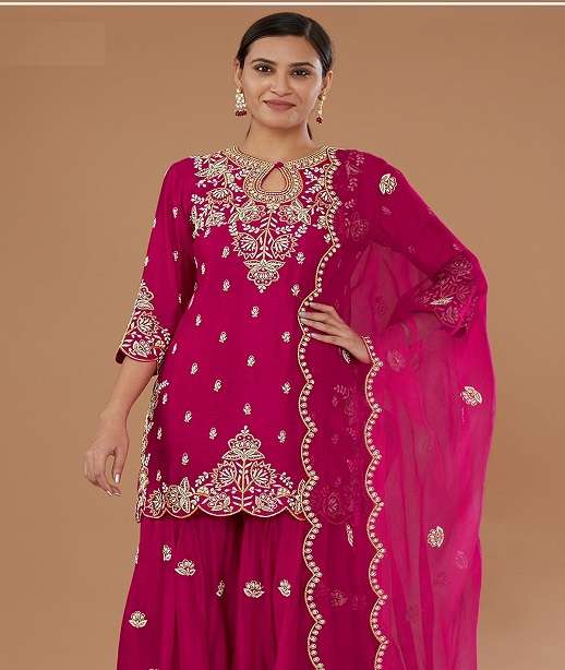 DESIGNER WEDDING PARTY WEAR BLOOMING VICHITRA SILK SHARARA SALWAR SUIT CPR 720 COLOR