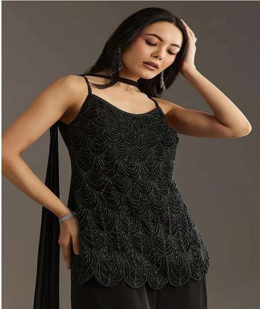 DESIGNER WEDDING PARTY WEAR FAUX GEORGETTE SHARARA PALLAZO SALWAR SUIT HT 1313 COLOR