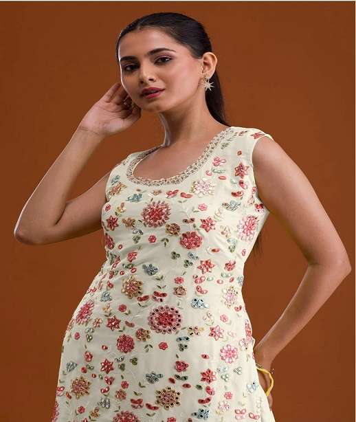 DESIGNER WEDDING PARTY WEAR FAUX GEORGETTE SHARARA PALLAZO SALWAR SUIT CPR 1004 COLOR