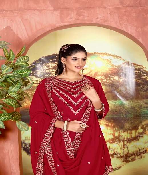 DESIGNER WEDDING PARTY WEAR VICHITRA SILK SHARARA PALLAZO SALWAR SUIT JG 3101 COLOR