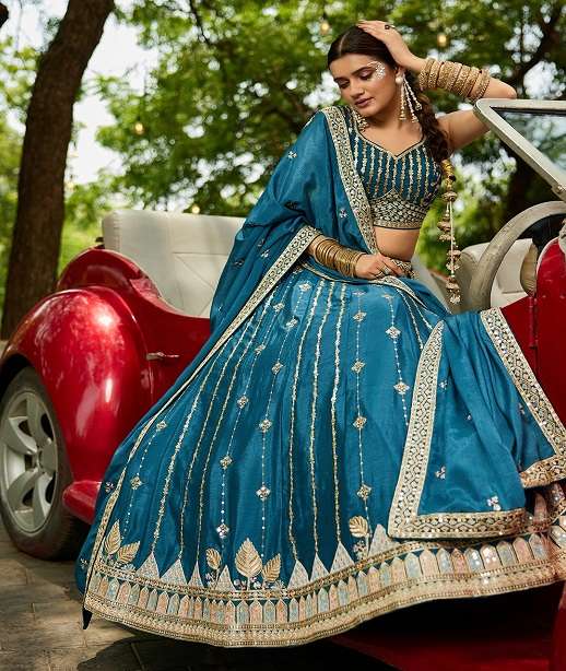 INDIAN DESIGNER BOLLYWOOD WEDDING PARTY WEAR GEORGETTE LEHENGA CHOLI NT 6191 COLOR