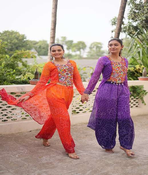 NAVRATRI WEAR PLAZZO TOP COLLECTION IN GEORGETTE FABRIC KU 1198 COLOR