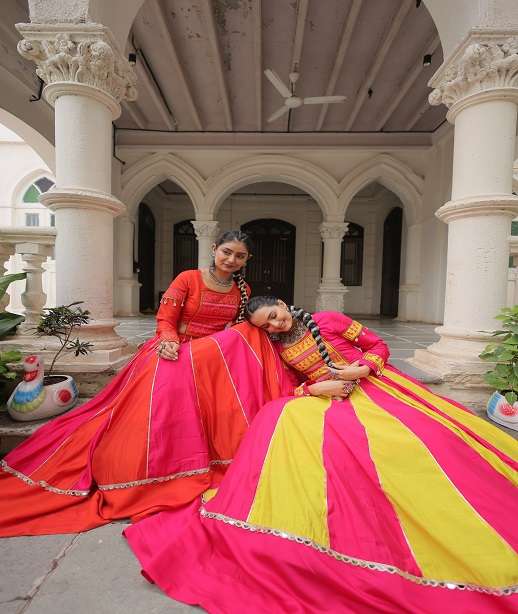 ROMAN SILK NAVRATRI LEHENGA CHOLI COLLECTION LW 7139-7140 COLOR