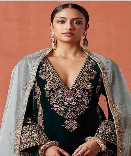 WEDDING PARTYWEAR STRAIGHT VELVET SUIT COLLECTION HT 1320 COLOR