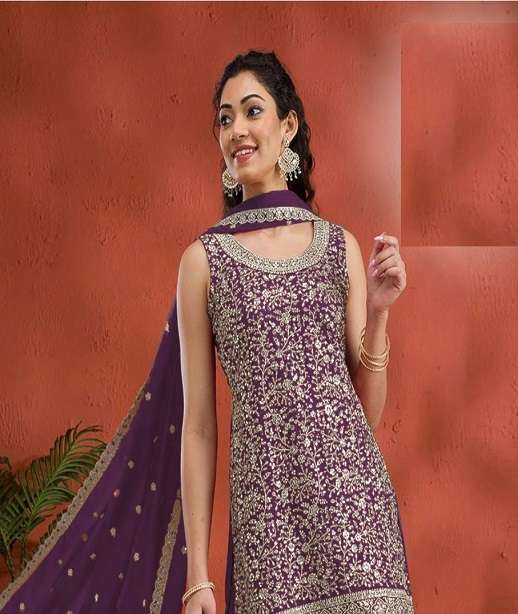 DESIGNER BLOOMING GEORGETTE SHARARA PALAZZO SALWAR SUIT COLLECTION JG 2101 COLOR