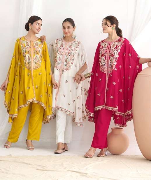 DESIGNER FANCY KAFTAN STYLE CHINON SALWAR SUIT COOLECTION DST PAARO 3501-3503