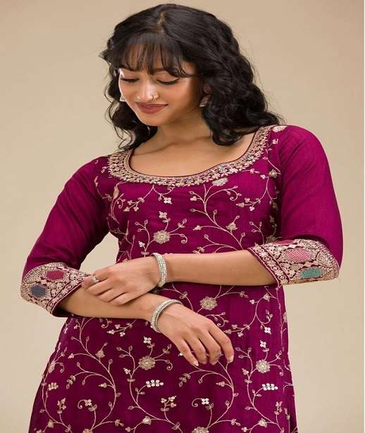 DESIGNER FANCY PARTY WEAR VICHITRA SILK SHARARA SALWAR SUIT PALAZZO JG 3102 COLOR