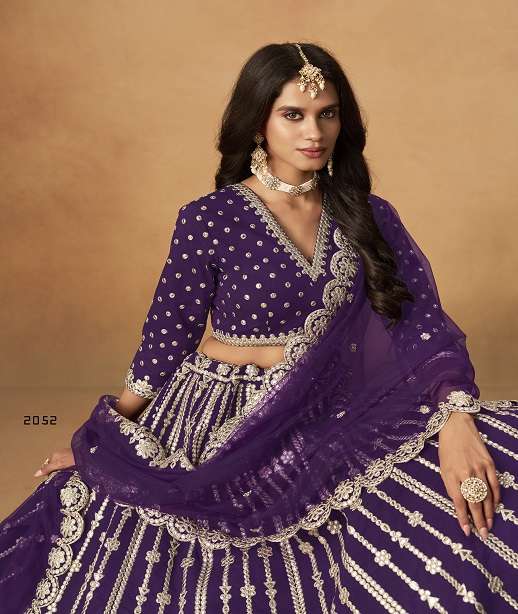 DESIGNER FANCY WEDDING PARTY WEAR ART SILK LEHENGA CHOLI ANY MEHVISH 2051-2054