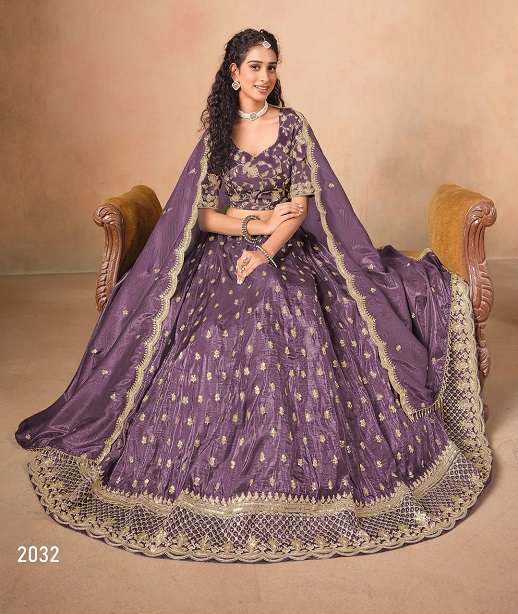 DESIGNER FANCY WEDDING PARTY WEAR CRUSH ORGANZA LEHENGA CHOLI ANY MEHVISH 2031-2034
