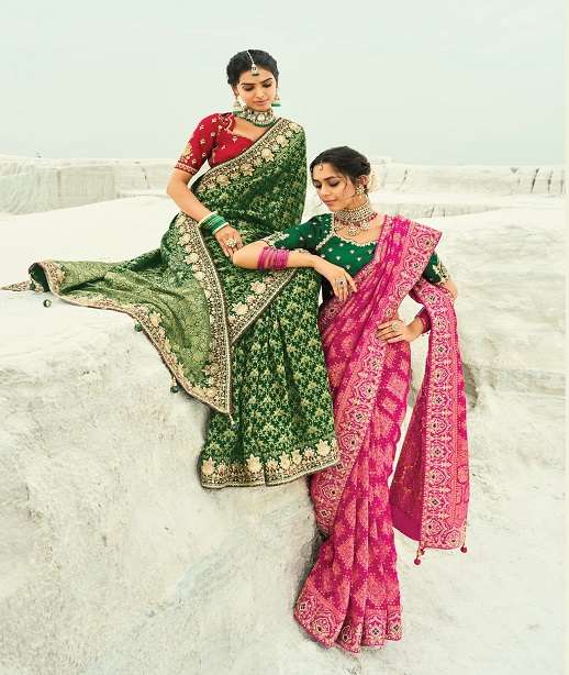 DESIGNER FANCY WEDDING PARTY WEAR HEAVY GEORGETTE SILK SAREE COLLECTION SM MN 8001-8013