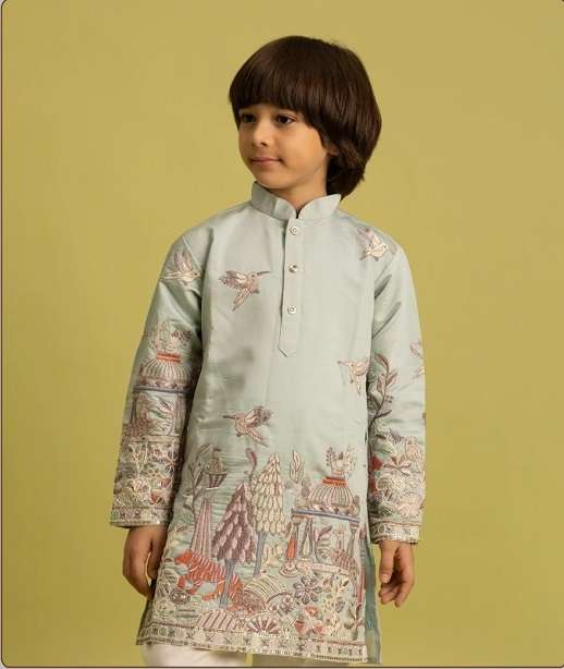 DESIGNER KIDS WEAR KOTI KURTA SET IN VISCOSE SILK KIDS SHERWANI KURTA SET KF 91041-91045