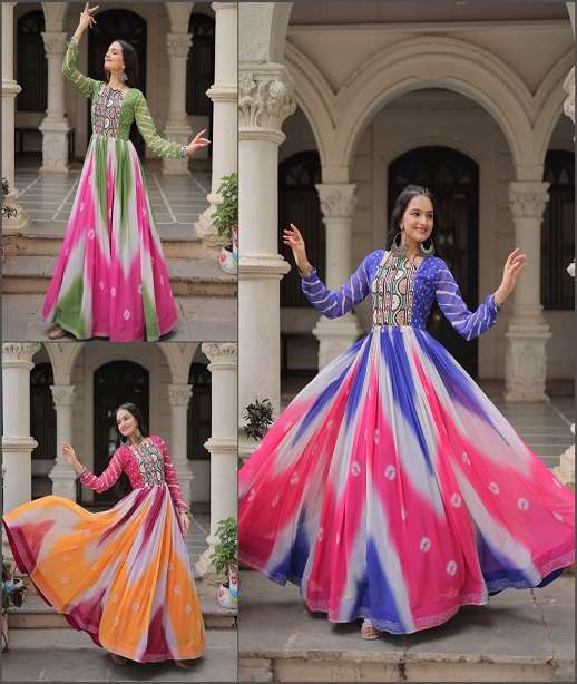DESIGNER NAVRATRI WEAR GEORGETTE NAVRATRI ANARKALI GOWN LW 9278 COLOR