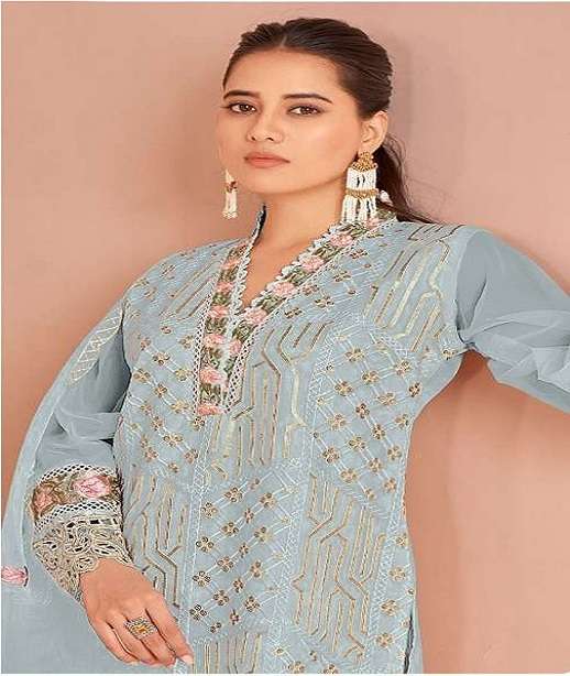 DESIGNER ORGANZA PAKISTANI SALWAR SUIT COLLECTION HT 1319 COLOR