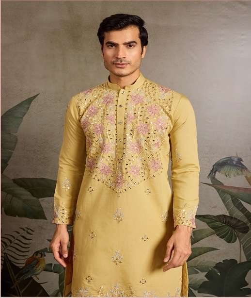 DESIGNER PARTY WEAR READYMADE INDIAN MENS VISCOSE SILK KURTA KF 61381-61386