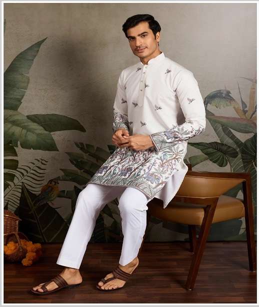 DESIGNER PARTY WEAR READYMADE INDIAN MENS VISCOSE SILK KURTA KF 61331-61337