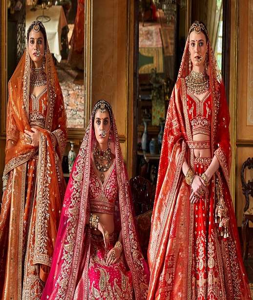 DESIGNER WEDDING BRIDAL WEAR INDIAN HEAVY SILK LEHENGA CHOLI WITH NET DUPATTA MANJULLA 1146 - 1189