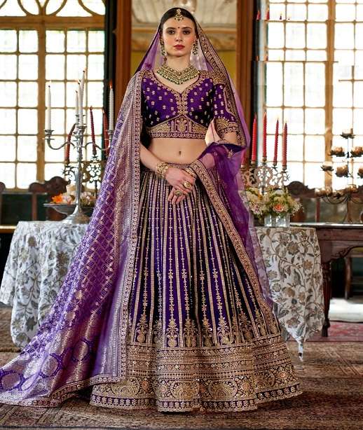 DESIGNER WEDDING BRIDAL WEAR INDIAN HEAVY TONE SILK LEHENGA CHOLI WITH NET DUPATTA MANJULLA 1143-1145