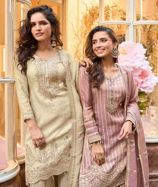 DESIGNER WEDDING PARTY WAER VISCOSE JAQUARD SHARARA SALWAR SUIT SY AMRIT 5857-5860