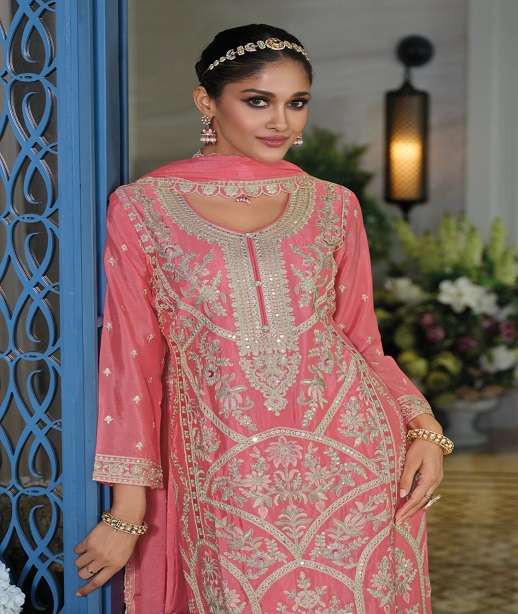 DESIGNER WEDDING PARTY WEAR CHINON SALWAR SUIT RH EBA SITAARAY 1917-1919