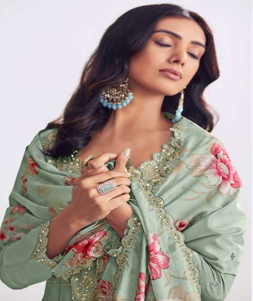 DESIGNER WEDDING PARTY WEAR CHINON SHARARA SALWAR SUIT SVN RADHA FLORY 5051-5053