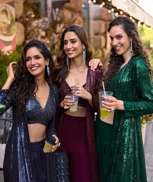 DESIGNER WEDDING PARTY WEAR REAL GEORGETTE KOTI BLOUSE SHARARA SUITS STYLE SY RUBAL 5850-5853