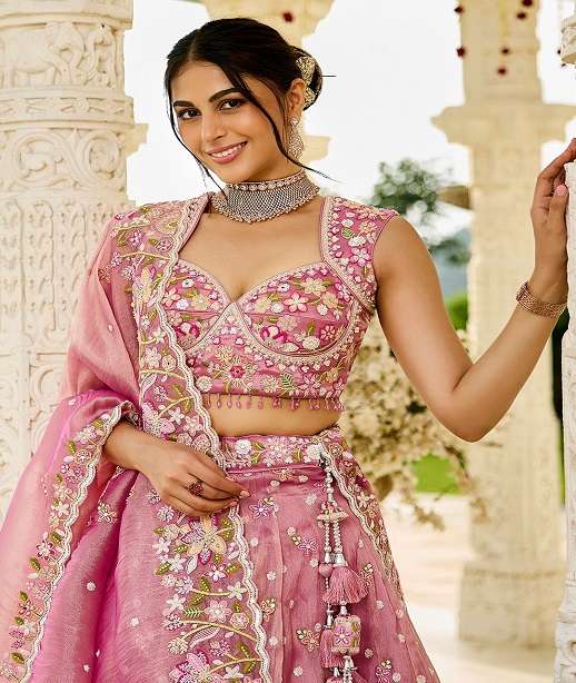 INDIAN DESIGNER BOLLYWOOD WEDDING PARTY WEAR HEAVY ORGANZA READYMADE LEHENGA CHOLI NT 6180 COLOR