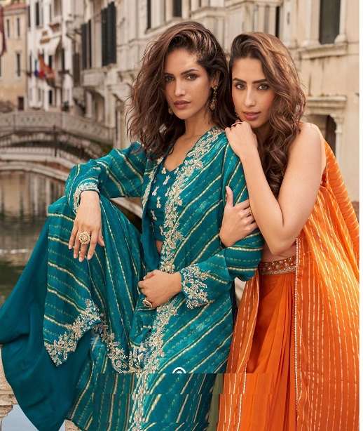 DESIGNER FANCY PARTY WEAR BLOUSE KOTI PLAZZO SALWAR SUIT COLLECTION SY MELODI 10100-10104