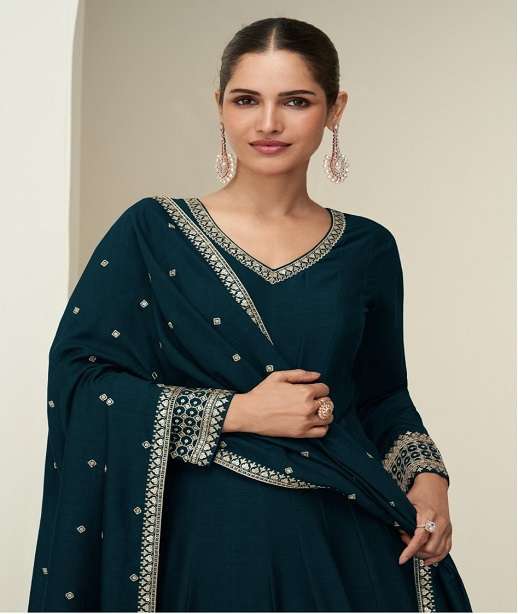 DESIGNER FANCY WEDDING PARTY WEAR PREMIUM SILK ANARKALI SALWAR SUIT GOWN AF CHANDRIKA 10380-10383