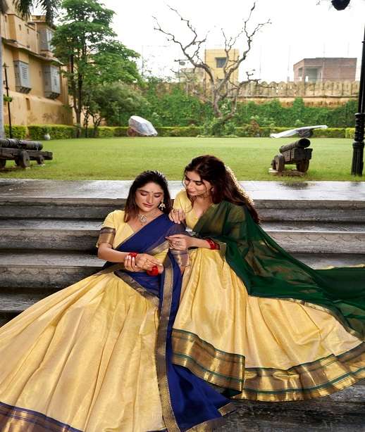 DESIGNER KANCHIPPURAM SILK LEHENGA CHOLI FOR ONAM WEAR LNB 2019 COLOR