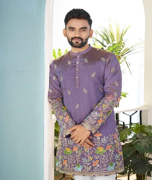 DESIGNER PARTY WEAR READYMADE INDIAN MENS GEORGETTE SILK KURTA SS 1-10