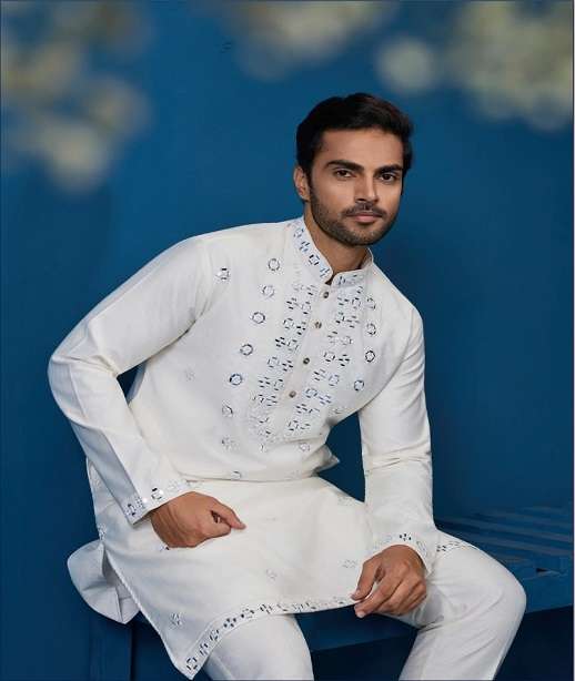 DESIGNER PARTY WEAR READYMADE INDIAN MENS VISCOSE SILK KURTA KF 61431-61433