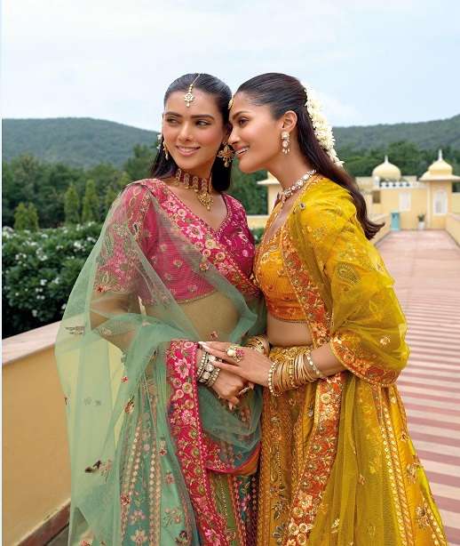 DESIGNER WEDDING BRIDAL WEAR INDIAN HEAVY SILK LEHENGA CHOLI WITH NET DUPATTA SM TATHASTU 8001-8010