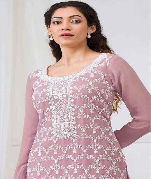 DESIGNER WEDDING PARTY WEAR FAUX GEORGETTE SHARARA SALWAR SUIT JG 3105 COLOR