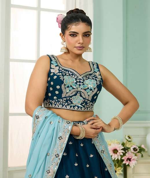 INDIAN DESIGNER BOLLYWOOD WEDDING PARTY WEAR HEAVY PREMIUM GEORGETTE LEHENGA CHOLI NT 6220 COLOR