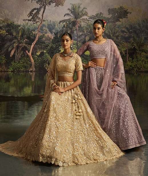 DESIGNER BOLLYWOOD BRIDAL WEDDING PARTY WEAR NET LEHENGA CHOLI SENHORA DRESSES DST ARYA 100001-100008