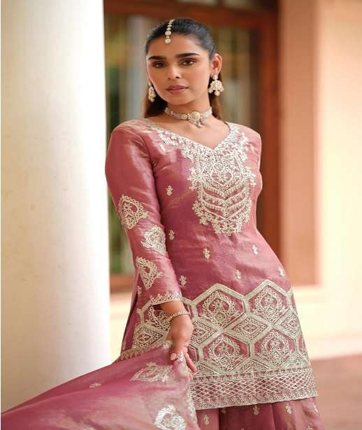 DESIGNER FANCY PARTY WEAR SILK SHARARA SALWAR SUIT PALAZZO AF MANYA 10659-10661