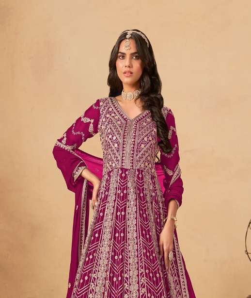 DESIGNER FANCY WEDDING PARTY WEAR FAUX GEORGETTE ANARKALI SALWAR SUIT GOWN ANY 236 COLOR