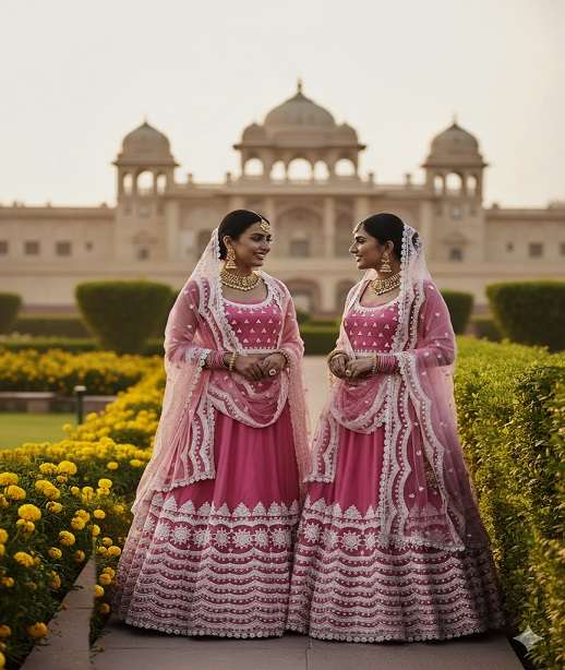 DESIGNER FANCY WEDDING PARTY WEAR LEHENGA CHOLI IN NET SENHORA PAHELI 4101 COLOR