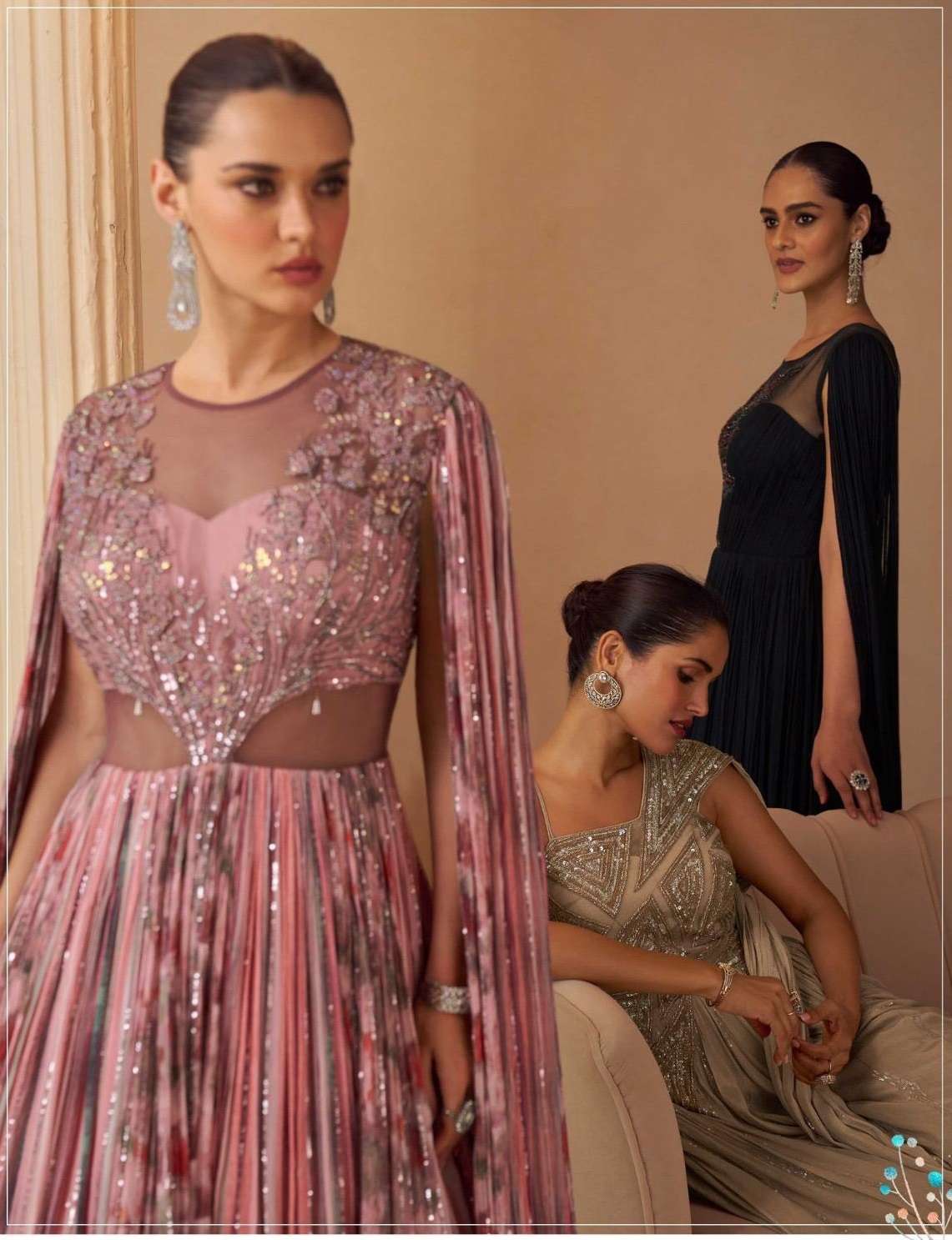 DESIGNER FANCY WEDDING PARTY WEAR REAL CHINON ANARKALI SALWAR SUIT GOWN SY AAROHI 5885-5857