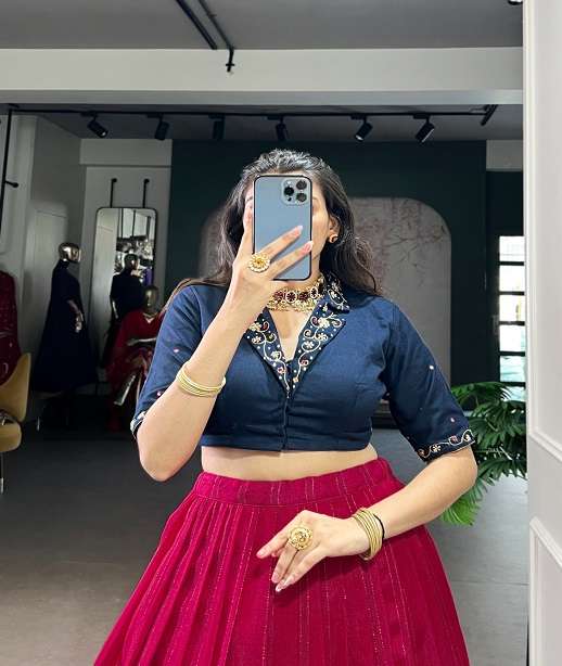 DESIGNER FANCY WEDDING WEAR POLY COTTON LEHENGA SKIRT BLOUSE COLLECTION NNK 1135 COLOR