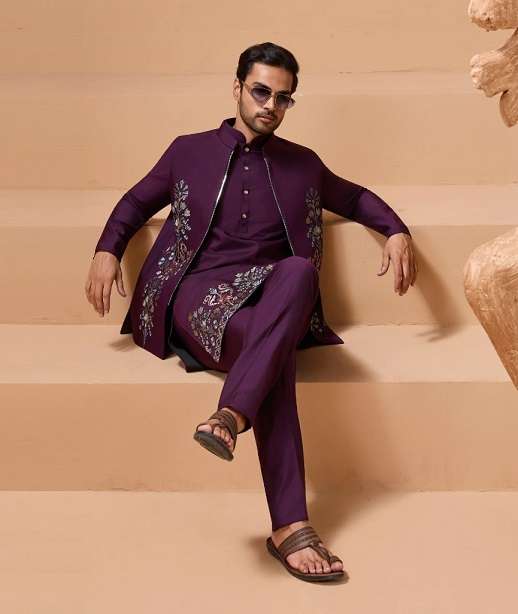 DESIGNER PARTY WEAR READYMADE INDIAN MENS VISCOSE SILK KOTI KURTA KF 21021-21025
