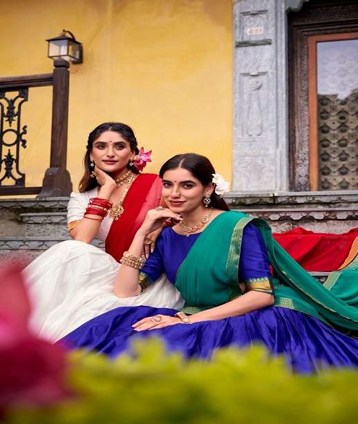 DESIGNER POLY COTTON SILK LEHENGA CHOLI FOR ONAM WEAR LNB 2029 COLOR