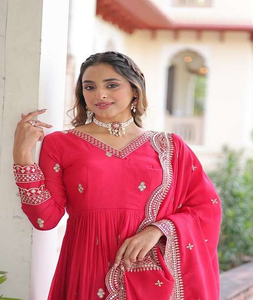 DESIGNER READYMADE VICHITRA SILK ANARKALI GOWN COLLECTION LW 9281 COLOR