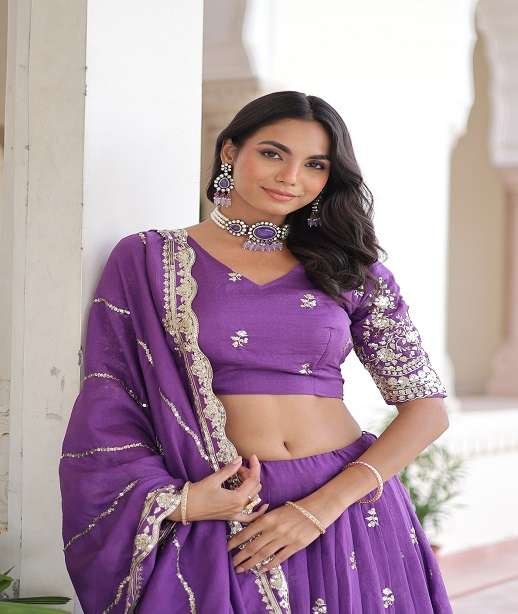 DESIGNER VICHITRA SILK LEHENGA CHOLI FOR PARTY WEDDING WEAR LW 7149 COLOR
